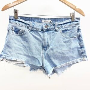 Cello Sky Blue Frayed Hem Jean Shorts
